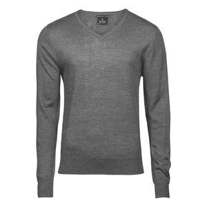 Tee Jays Mens Knitted Crew Neck Sweater / Grey Melange
